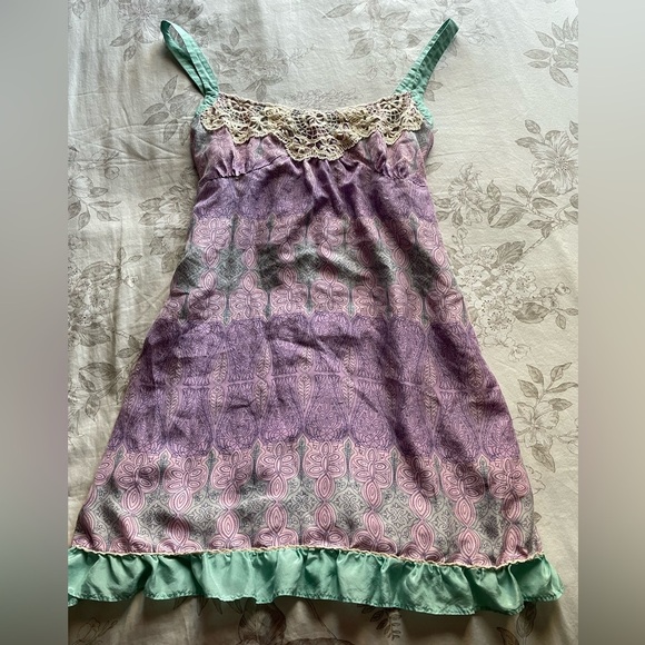 Anthropologie Dresses & Skirts - Anthropologie Feather Bone 100% Silk Purple Mini Slip Dress Small Fairycore